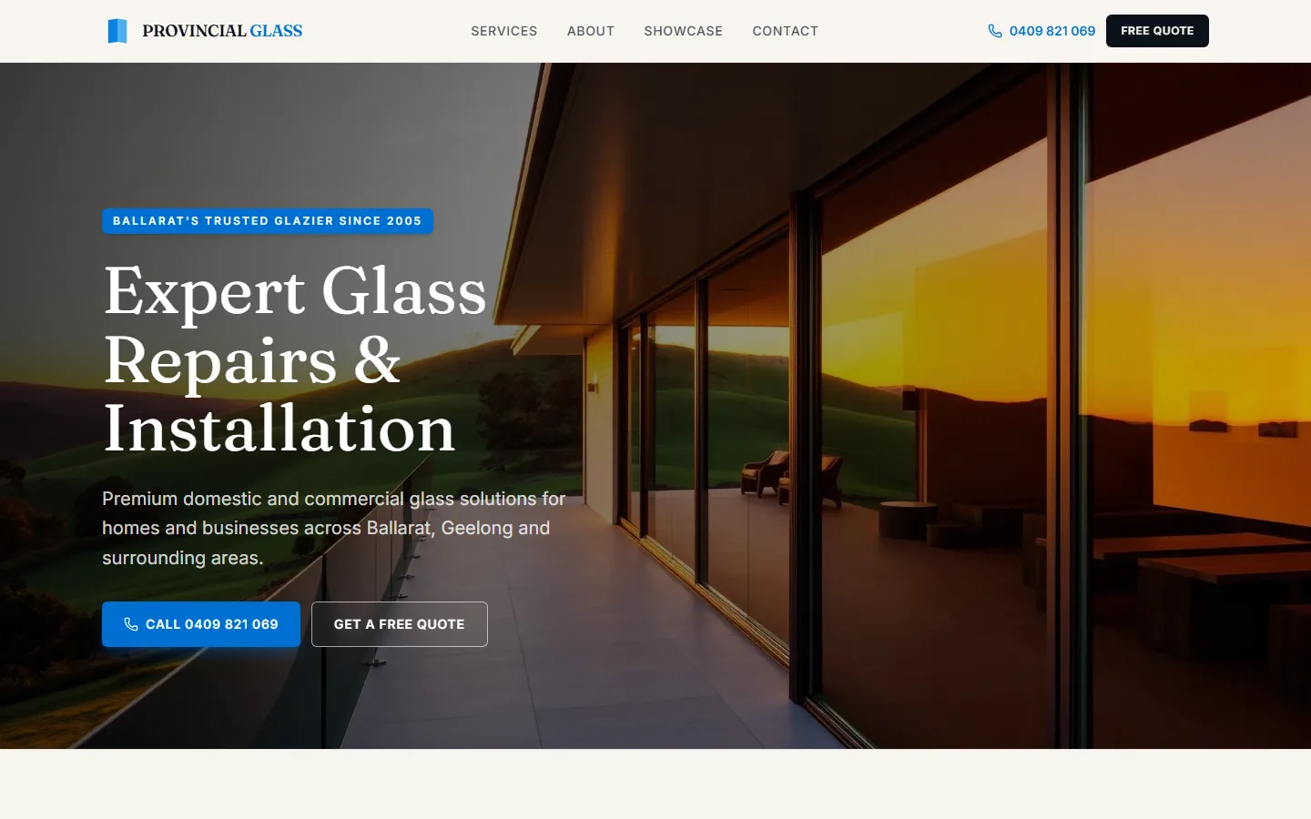 A live glazier website built and running on It's Your Idea Websites